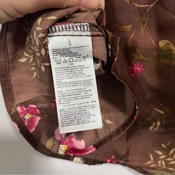 Old Navy Brown Lace Trimmed Floral Satin Cami Tank Top L - Picture 7 of 7